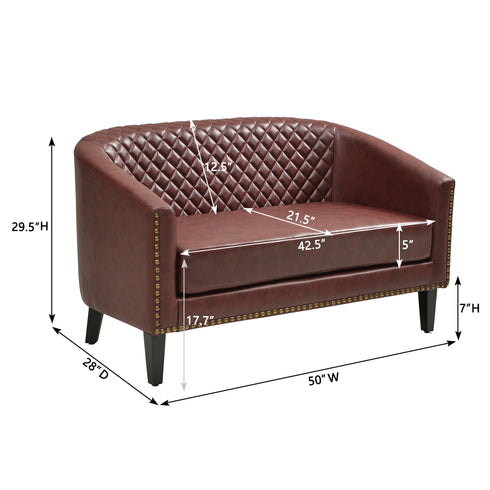 Logan Faux Leather Tufted Loveseat | Fabric Loveseat Couch | Kinwell Furniture | Modern Loveseats & Comfortable Loveseat Sofa Couches